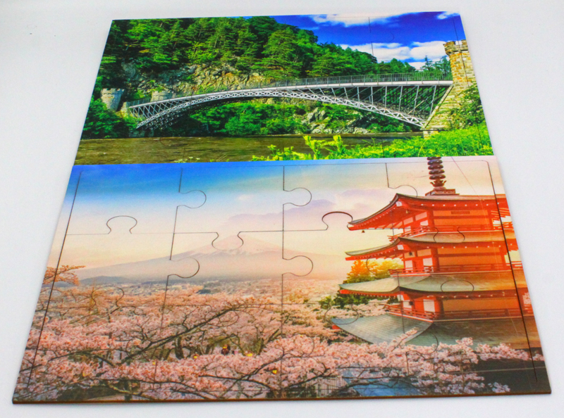 wooden puzzle made of plywood, panoramic print
